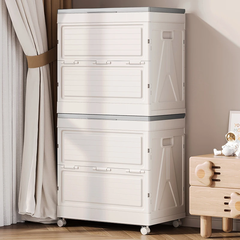 衣服收纳箱大容量超大家用翻盖整理箱带滑轮折叠盒衣物被子储物柜