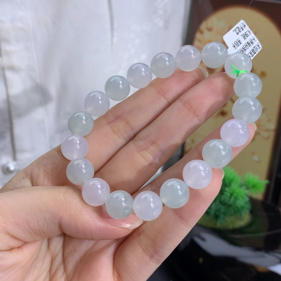 未镶嵌手串翡翠卡10冰胶双彩淡晴加白