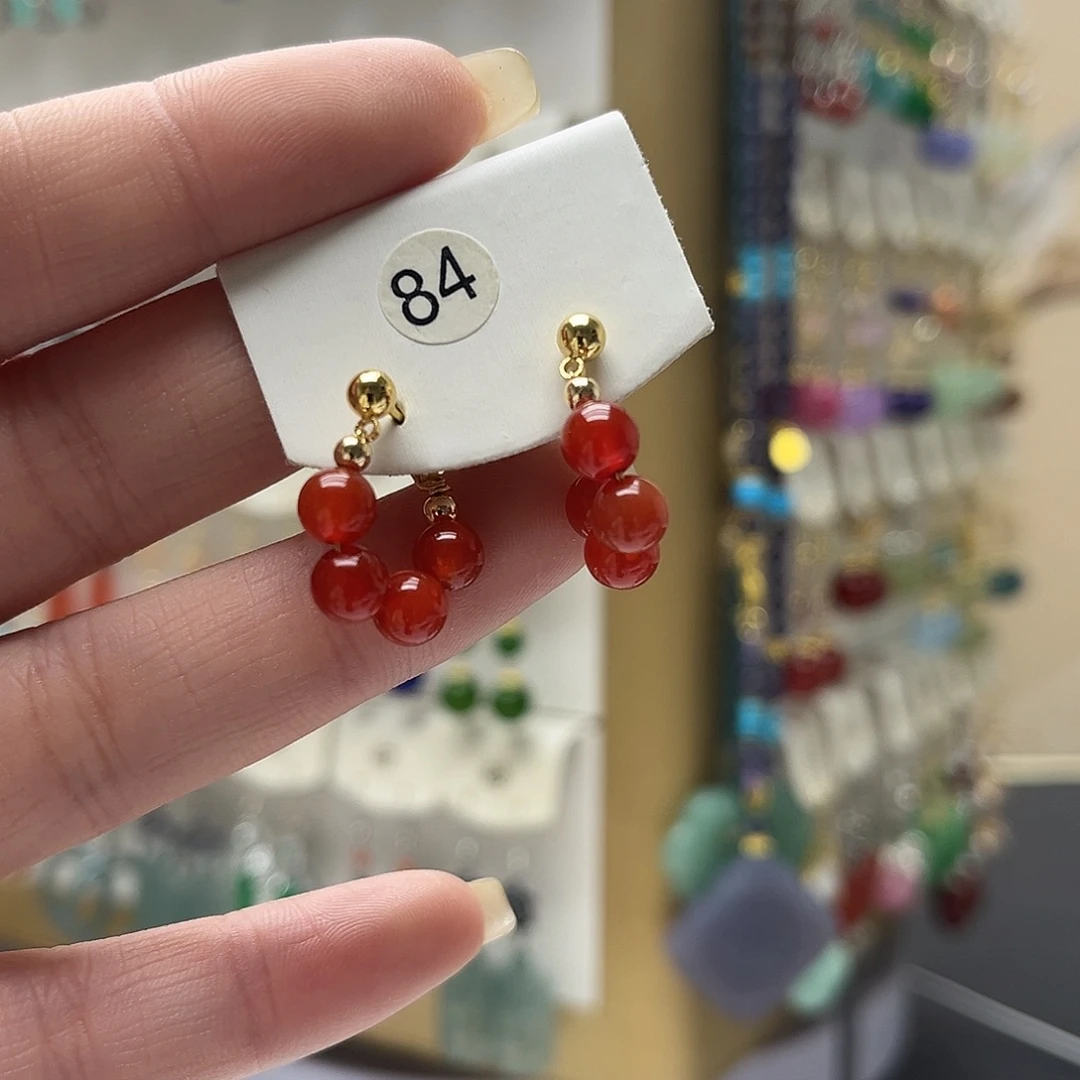 玛瑙/玉髓合金耳钉y1