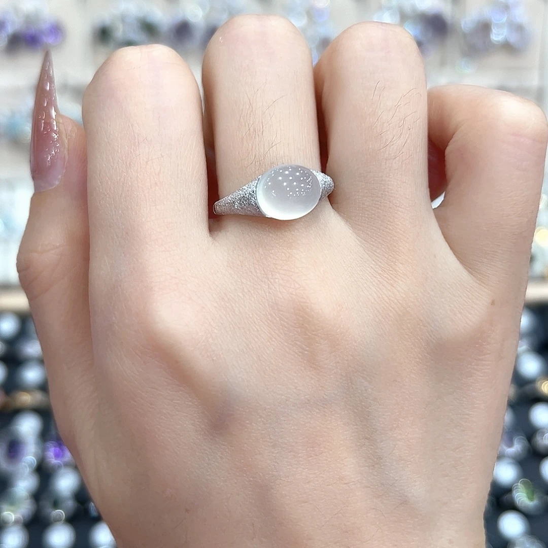 蛇纹石玉银S925镶嵌戒指