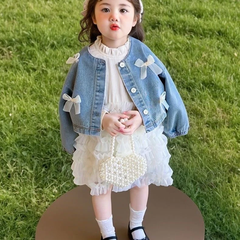 女童春装连衣裙套装新款儿童韩版洋气牛仔外套宝宝衣服儿童服装