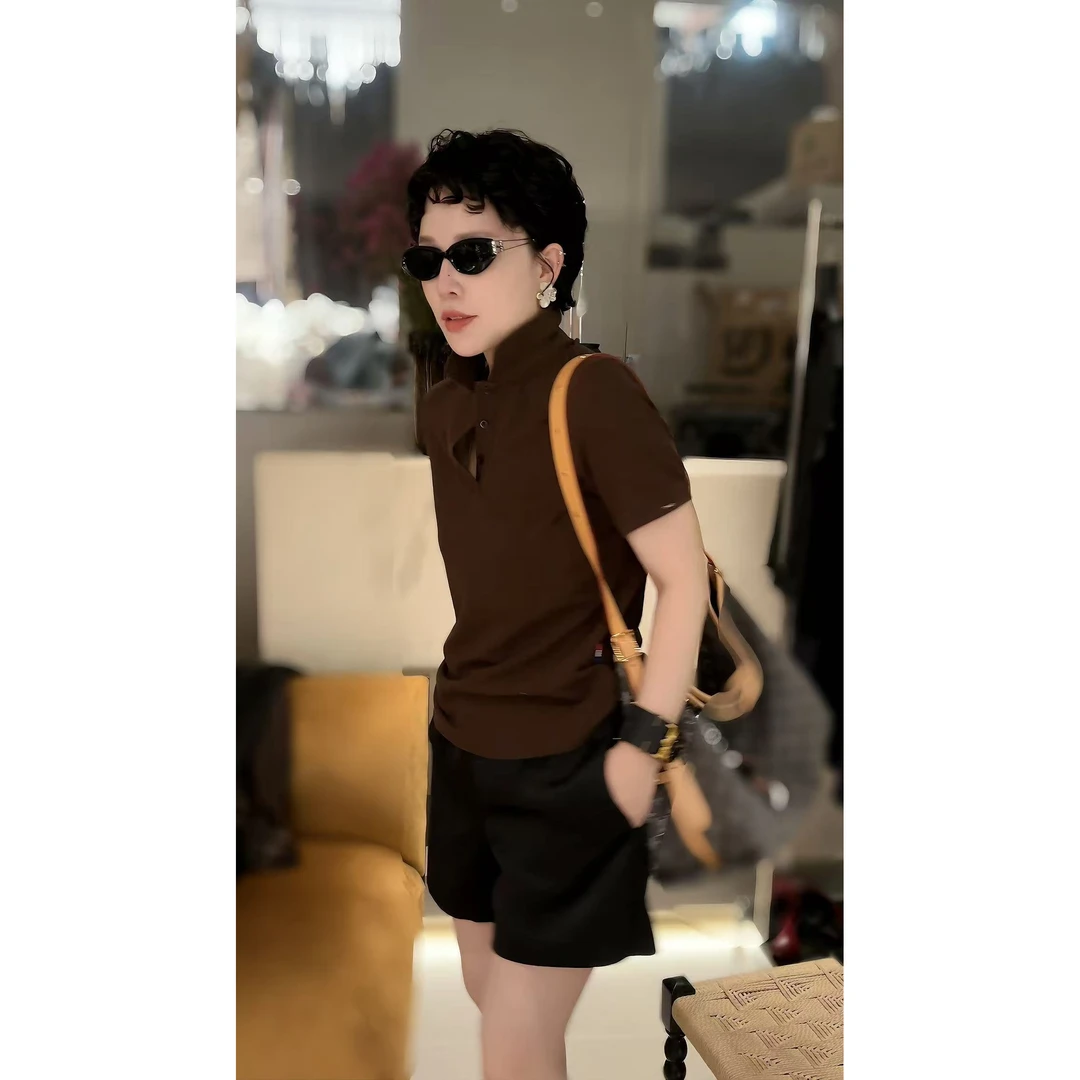 JING夏季8371半袖polo男女同款情侣款高品质宽松显瘦ins简约1