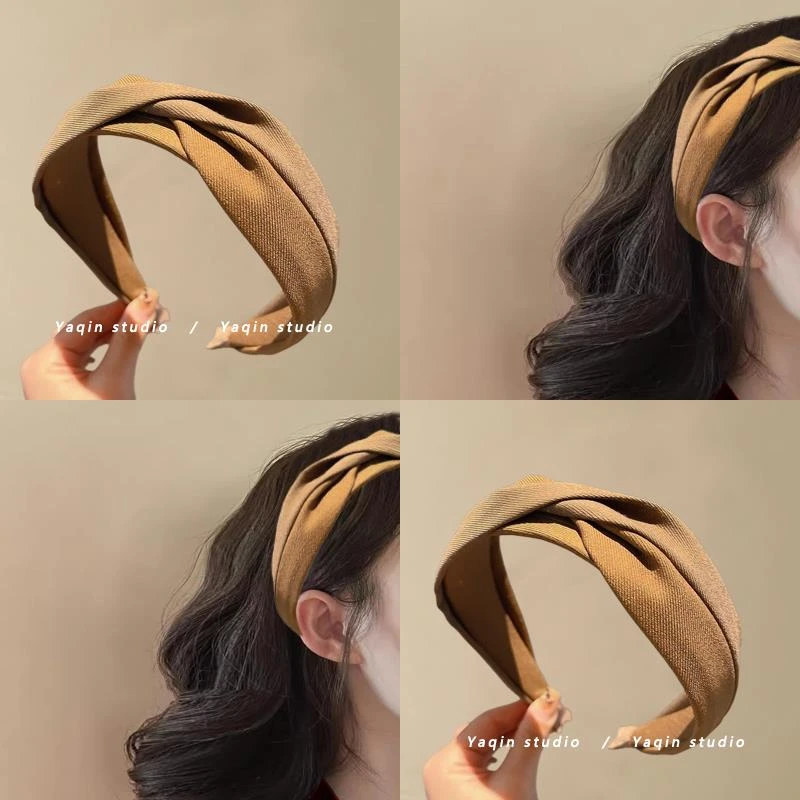 秋日黄昏~高颅顶发箍2025新款外出发带洗脸头箍宽边压发卡头饰女