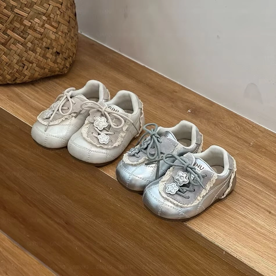 Gina秋季单鞋花朵花边儿童女童时尚秋季透气软底防滑小童0637