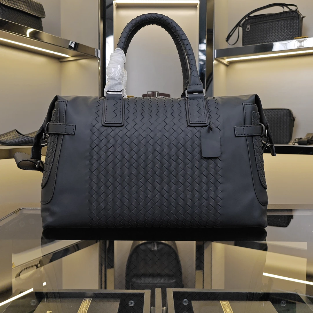 男士出差短途手提行李包真皮编织包包新款潮牌休闲男包时尚旅行包