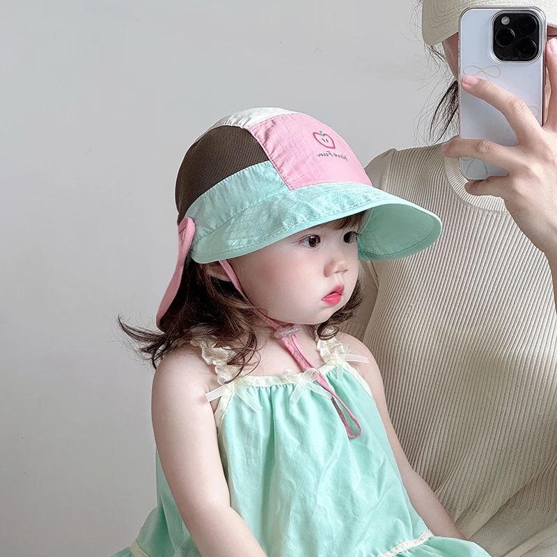 宝宝帽子春夏薄款速干大檐帽男女童洋气户外遮阳防晒帽太阳帽韩版