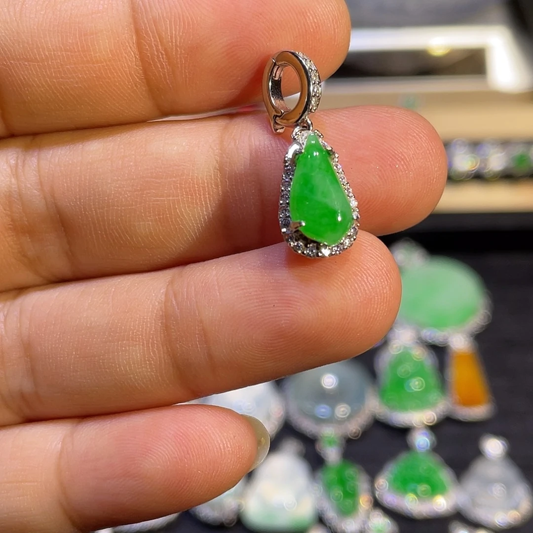 翡翠银S925镶嵌吊坠(不含链)