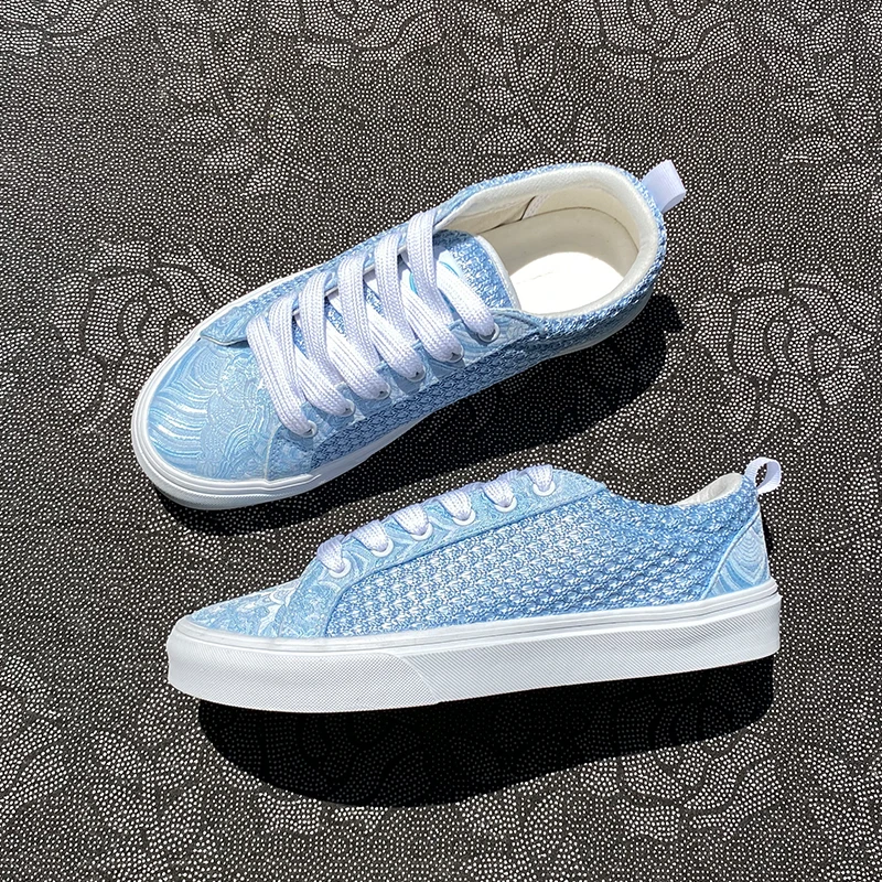 青春潮流低帮休闲夏季天蓝色透气帆布鞋潮鞋男鞋运动鞋大码情侣鞋