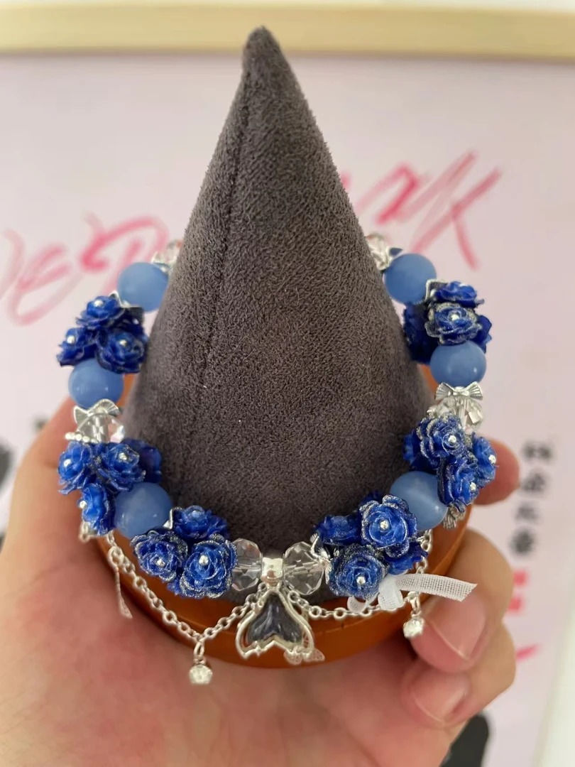 合金玻璃手链 软胶花重工款两条