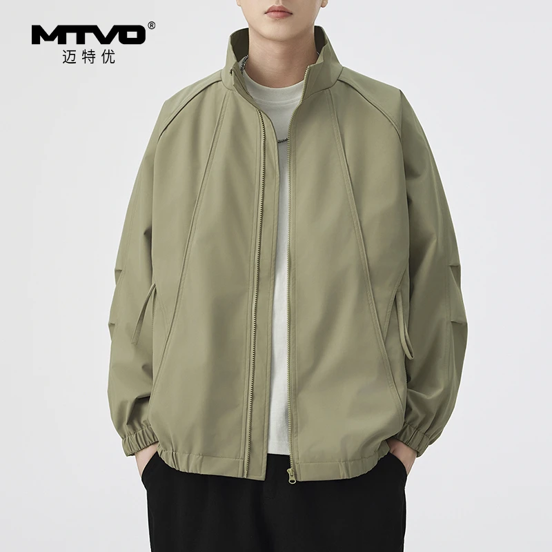 MTVO迈特优150G雪尼尔贴膜立领夹克潮流百搭宽松情侣上衣外套7921