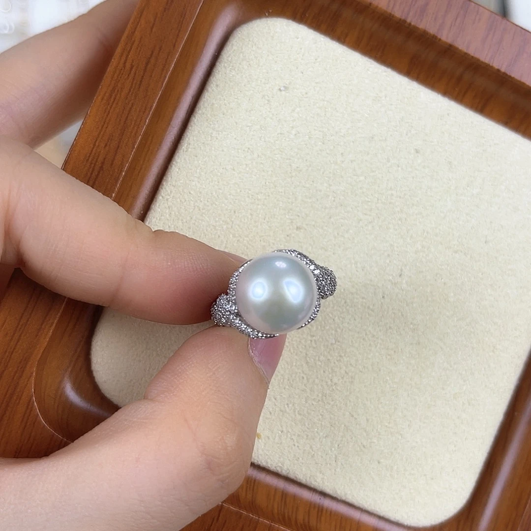 戒指银S925镶嵌淡水珍珠