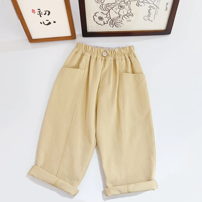 【云朵小葵】女童秋季时尚潮流一粒竖条扣休闲裤1112957