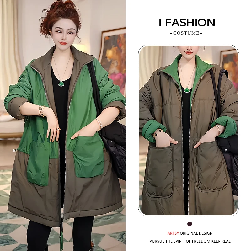 加厚时尚气质高档双面穿棉服女2025秋冬新款宽松遮肉显瘦保暖外套