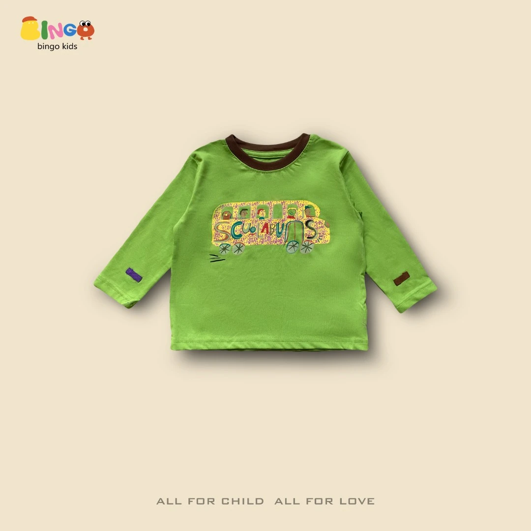 【XT1386】春季儿童汽车印花T恤绿