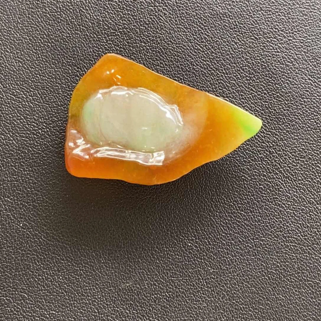 未镶嵌定制翡翠黄加绿三彩翡翠
