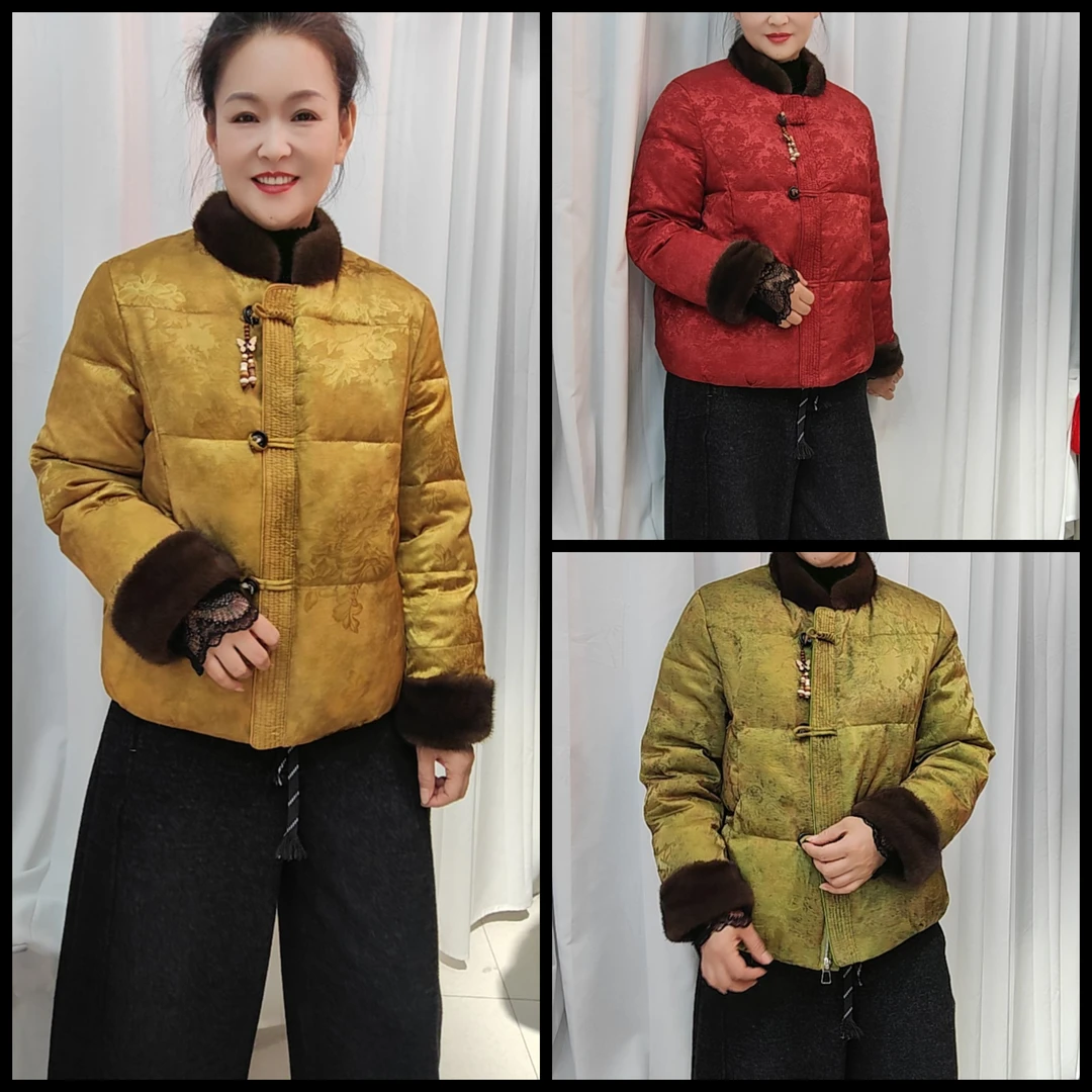 6845款新中式复古提花棉服女韩2025冬季气质保暖外套