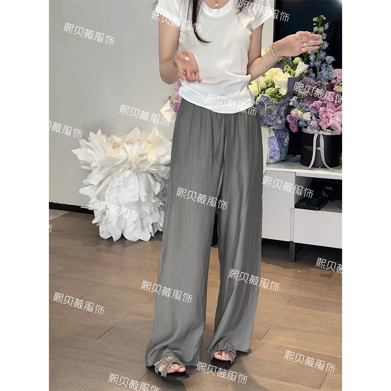 熙贝薇8【夏凉裤】欧货松弛感夏季简约宽松显瘦肌理感抖抖裤 G7751