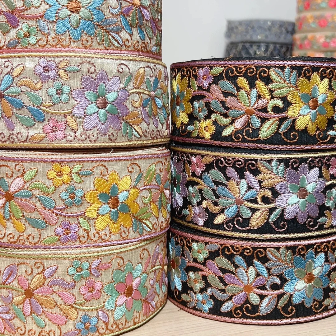 刺绣织带 刺绣绣花边辅料手工DIY服装领口配饰织带5cm宽