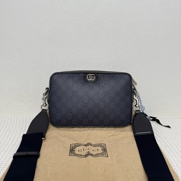 99新 GUCCI/古驰 7068/闲置品时尚经典双G印花相机包