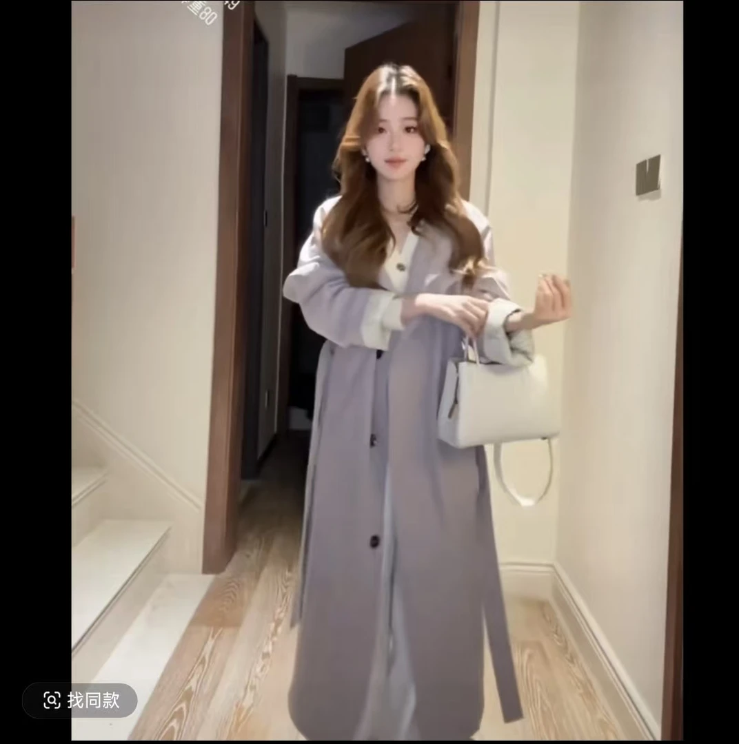 90白鸭绒风衣羽绒外套女垂感宽松显瘦韩版新款长款气质高级感大衣