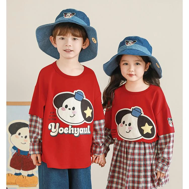 YOEHYAUL/幼悠春壹波【街头派对】春秋女童休闲可爱假两件T恤GC3263