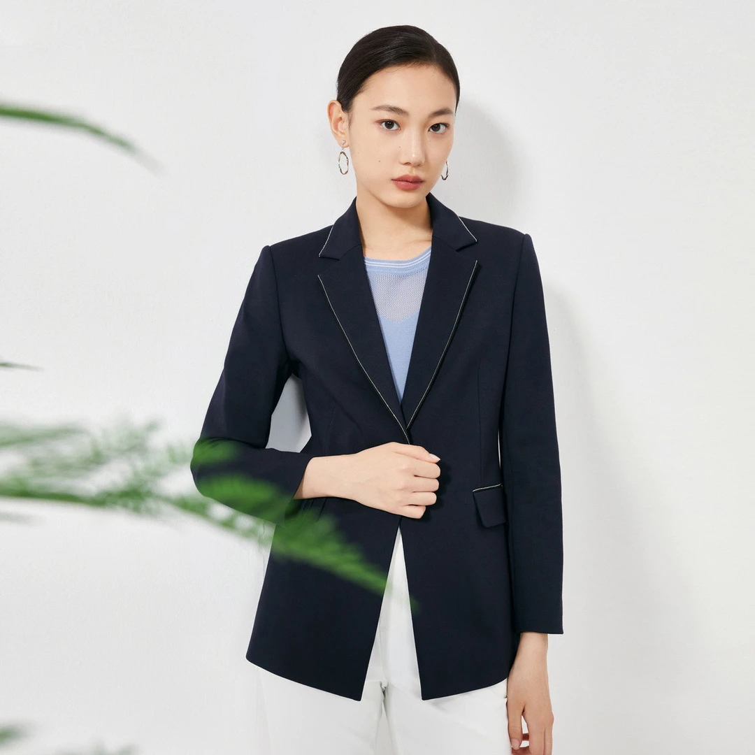 【思思专属】秋季优雅职业通勤显瘦纯色长袖百搭西服外套