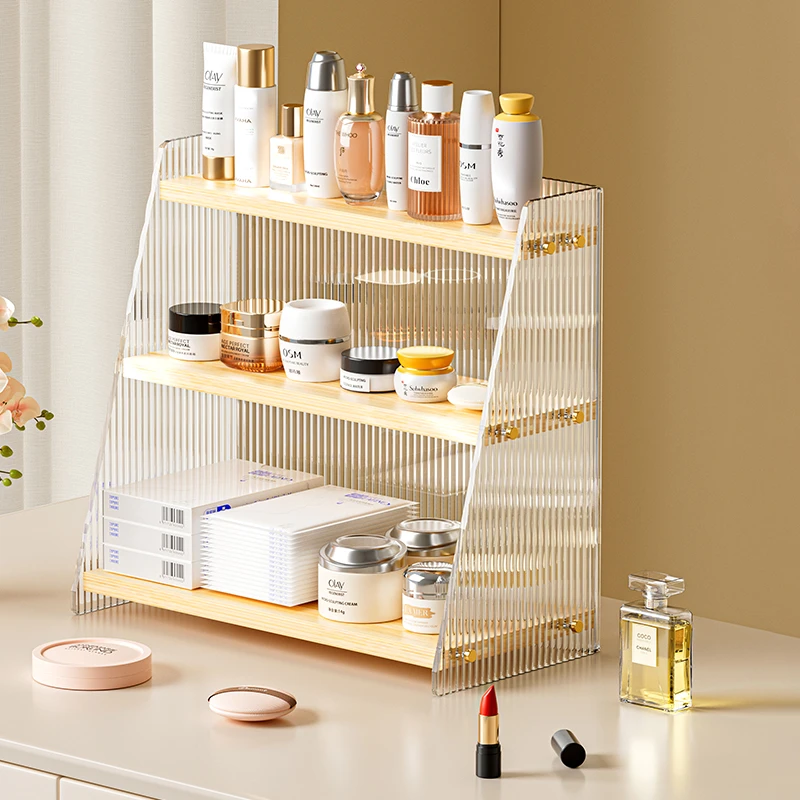 透明收纳盒气垫粉饼展示架亚克力桌面多层美甲油展示架手办吧唧盒