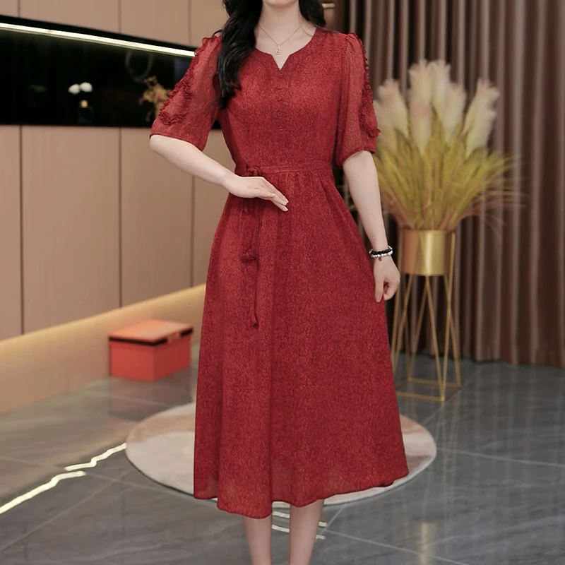 春夏新款百搭气质时尚中长款连衣裙【222#】