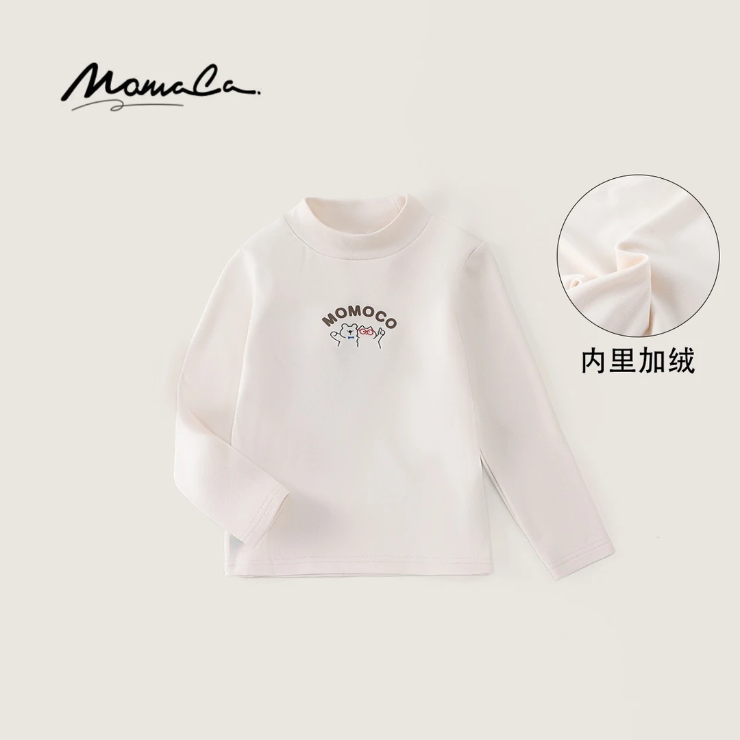 MOMOCO冬季男童潮流休闲打底印花字母卡通T恤长袖77430239024