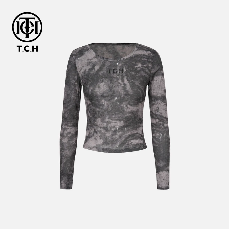 TCH轻奢烫钻工艺时尚休闲百搭舒适气质打底衫女S72B026010私服tch