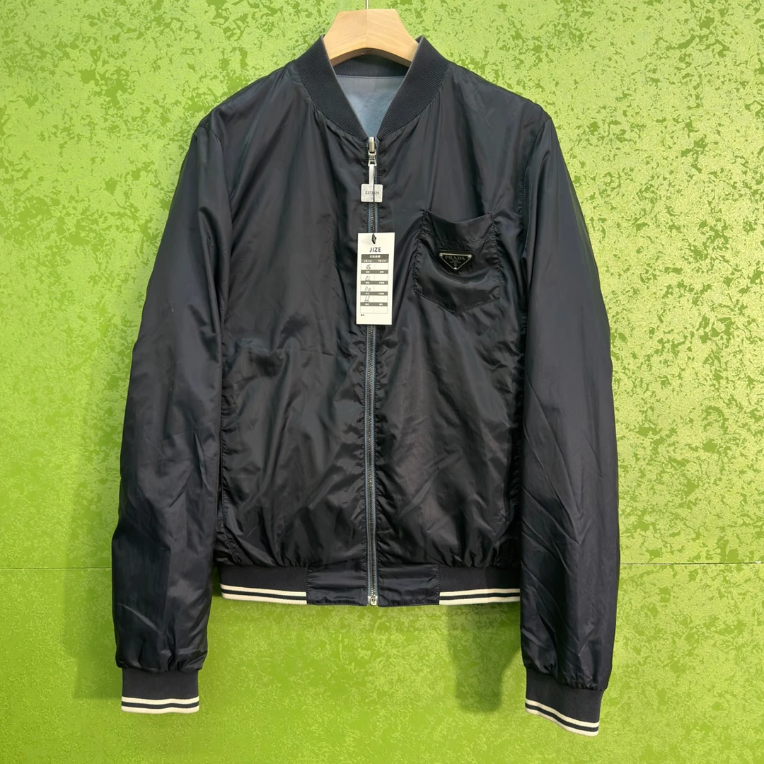 99新 Prada/普拉达 48码/双面三角标深蓝夹克外套/99新/工价18800