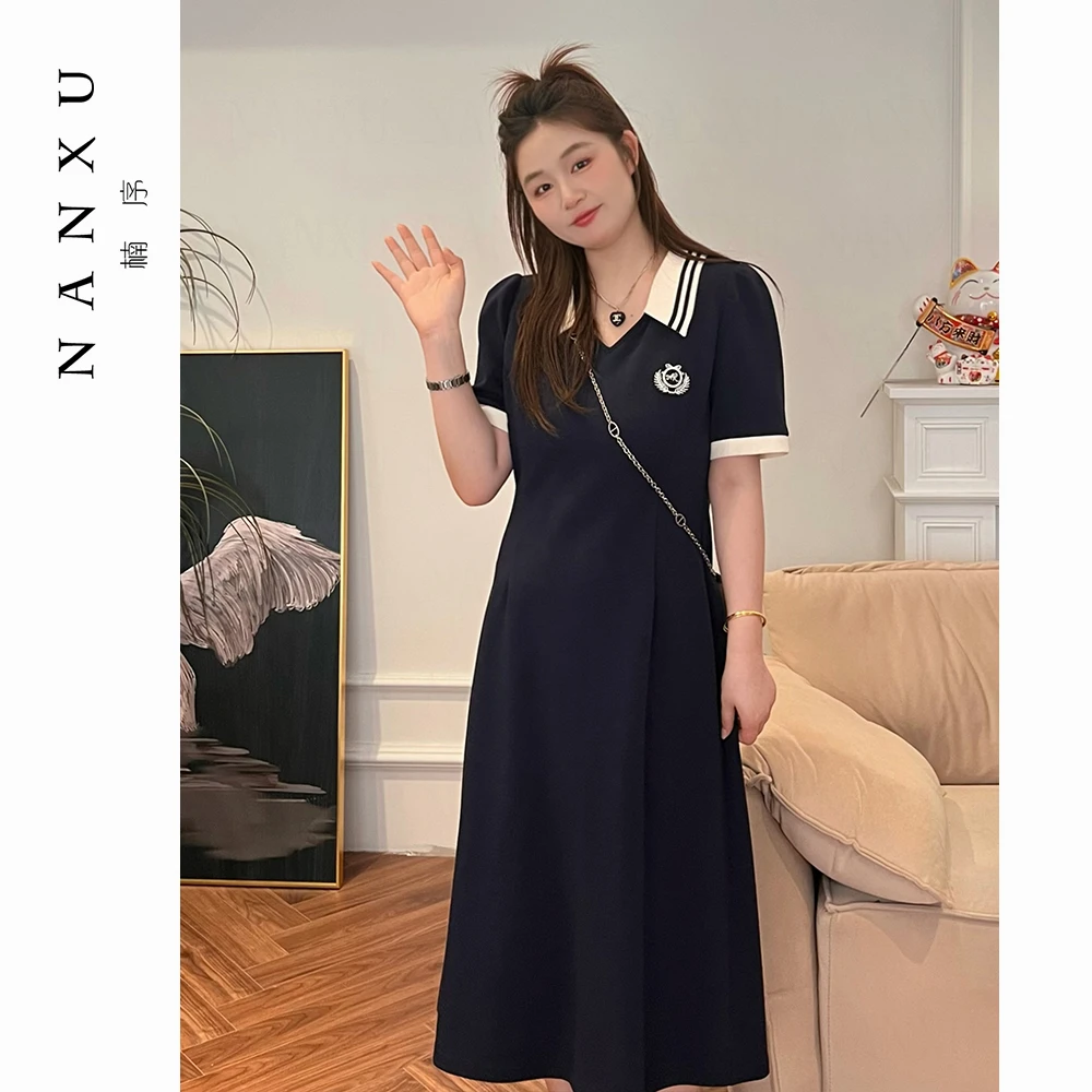 楠序魏魏微胖气质学院风2025夏季收腰显瘦高档连衣裙女款YZ31705