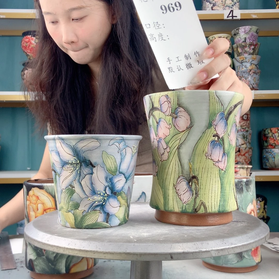 小***吖景德镇手工花盆969