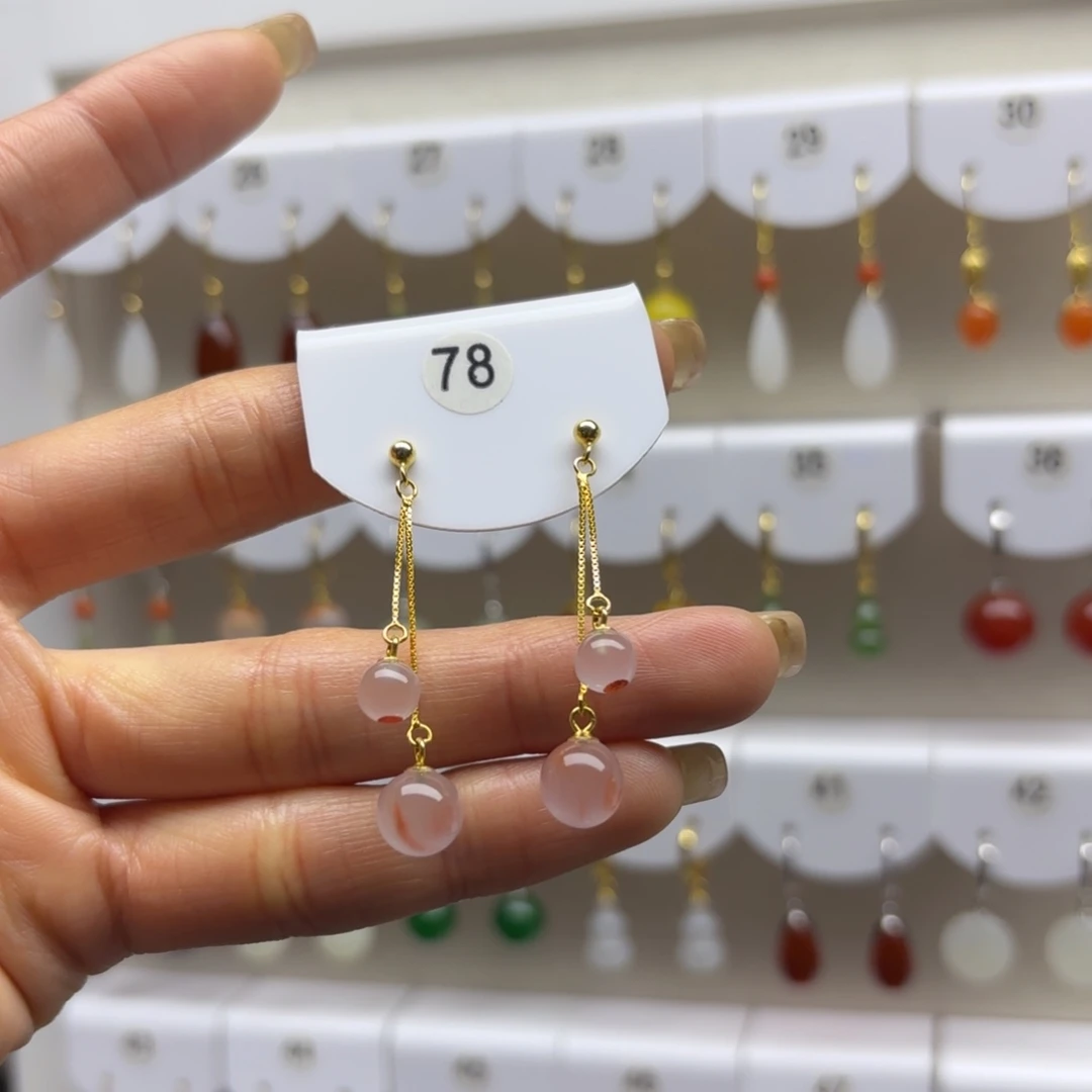 南红玛瑙银S925镶嵌耳饰