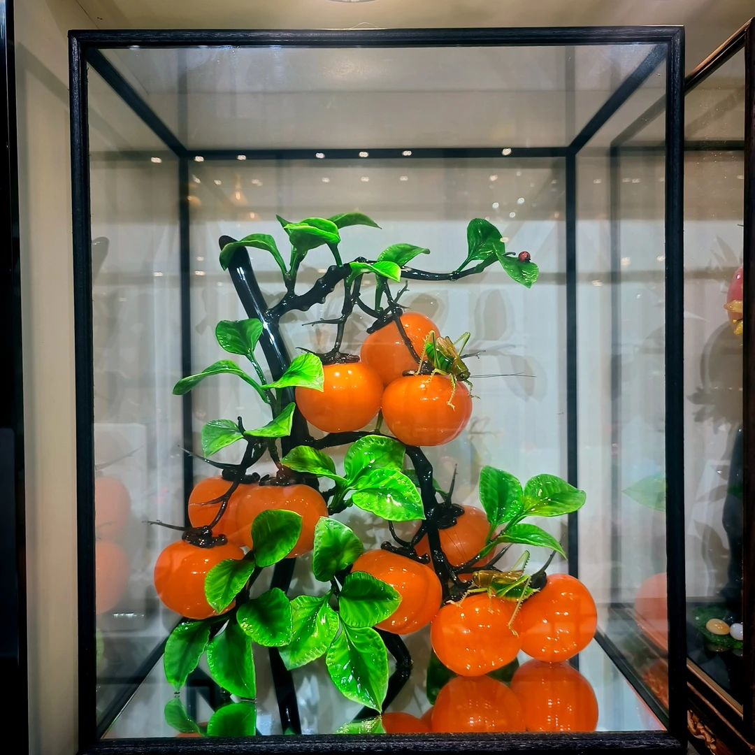 手工琉璃料景摆件柿柿如意53*39*28