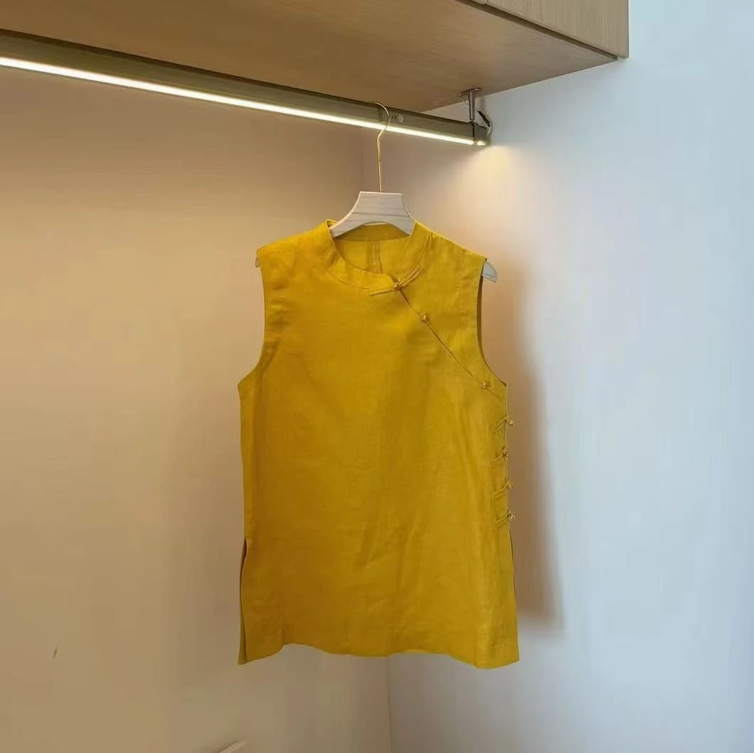 2025夏季新款欧货女装立领盘扣国风无袖马甲上衣2590#