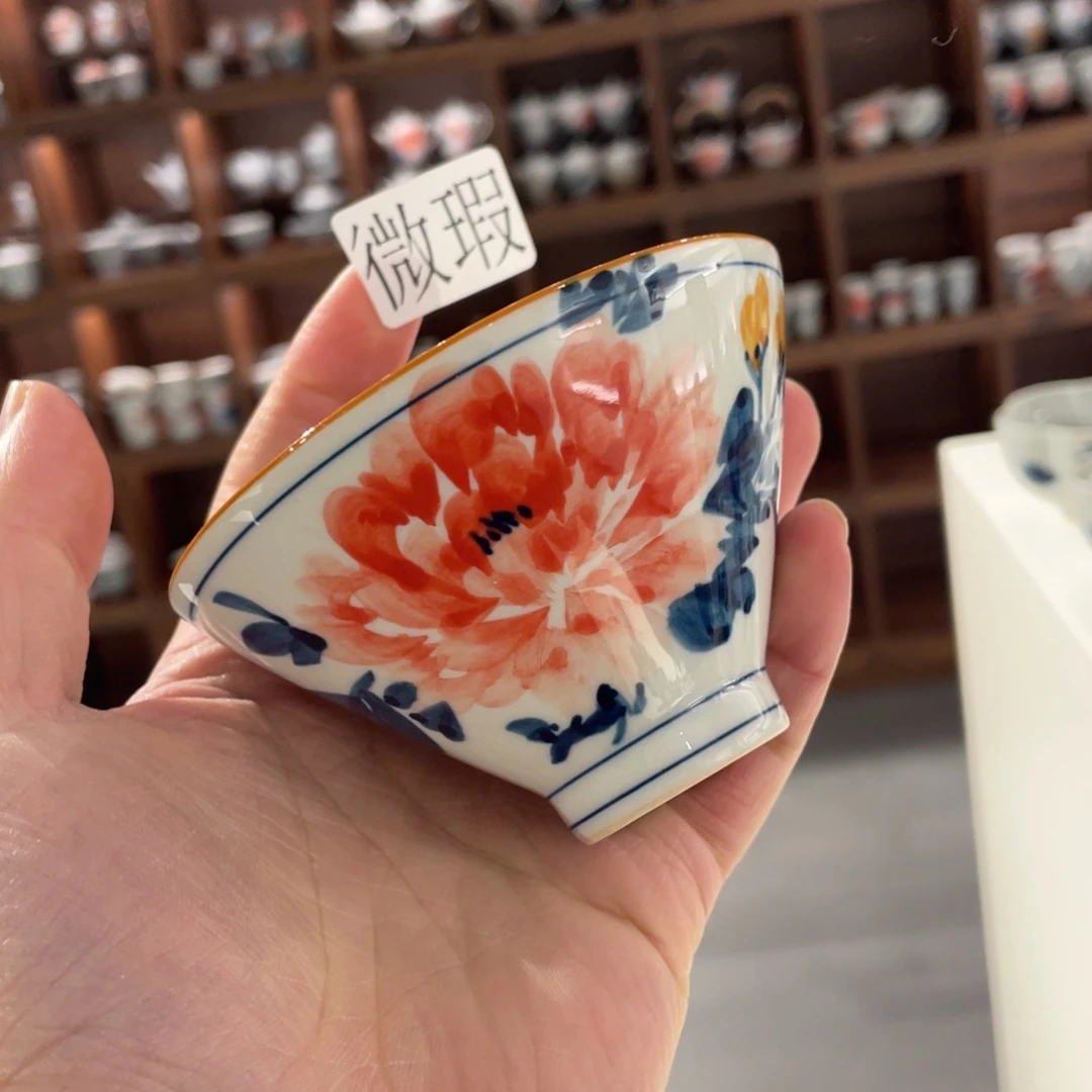 釉下手绘茶具微瑕