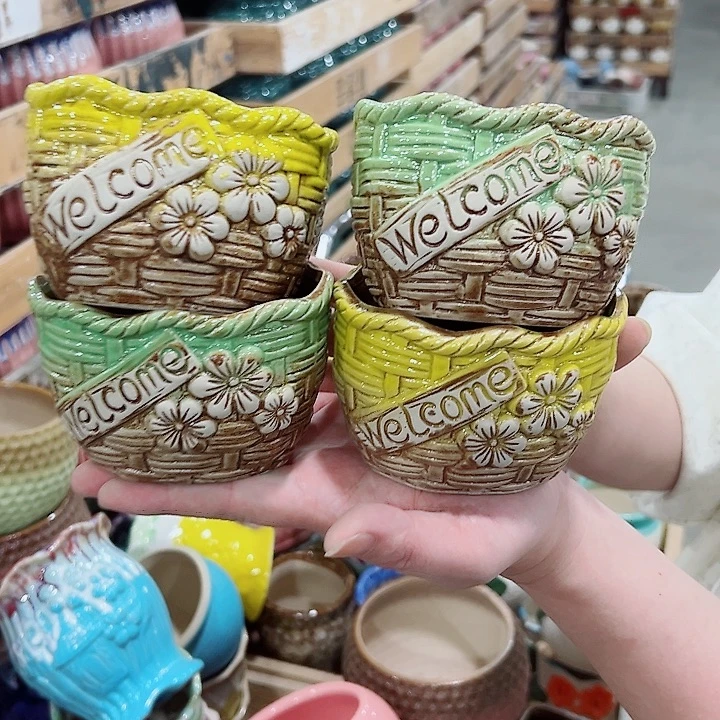 有孔.凑满10元发货多肉陶瓷花盆！