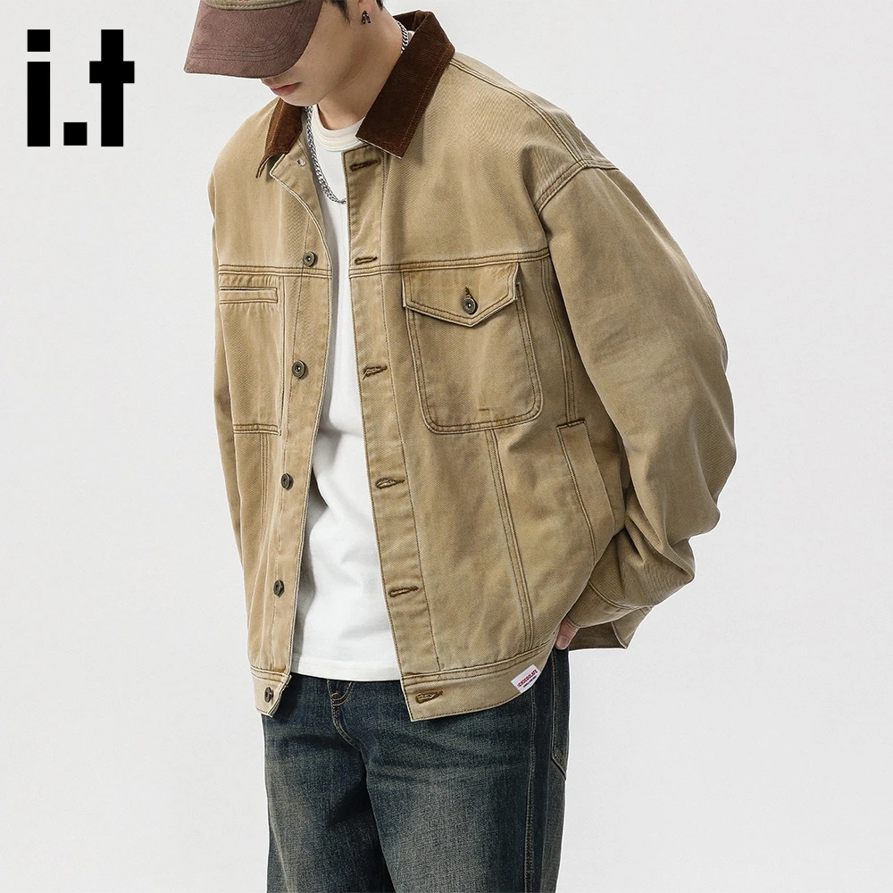 it:CHOCOOLATE美式经典复古工装外套男2025新款秋季撞色痞帅夹克