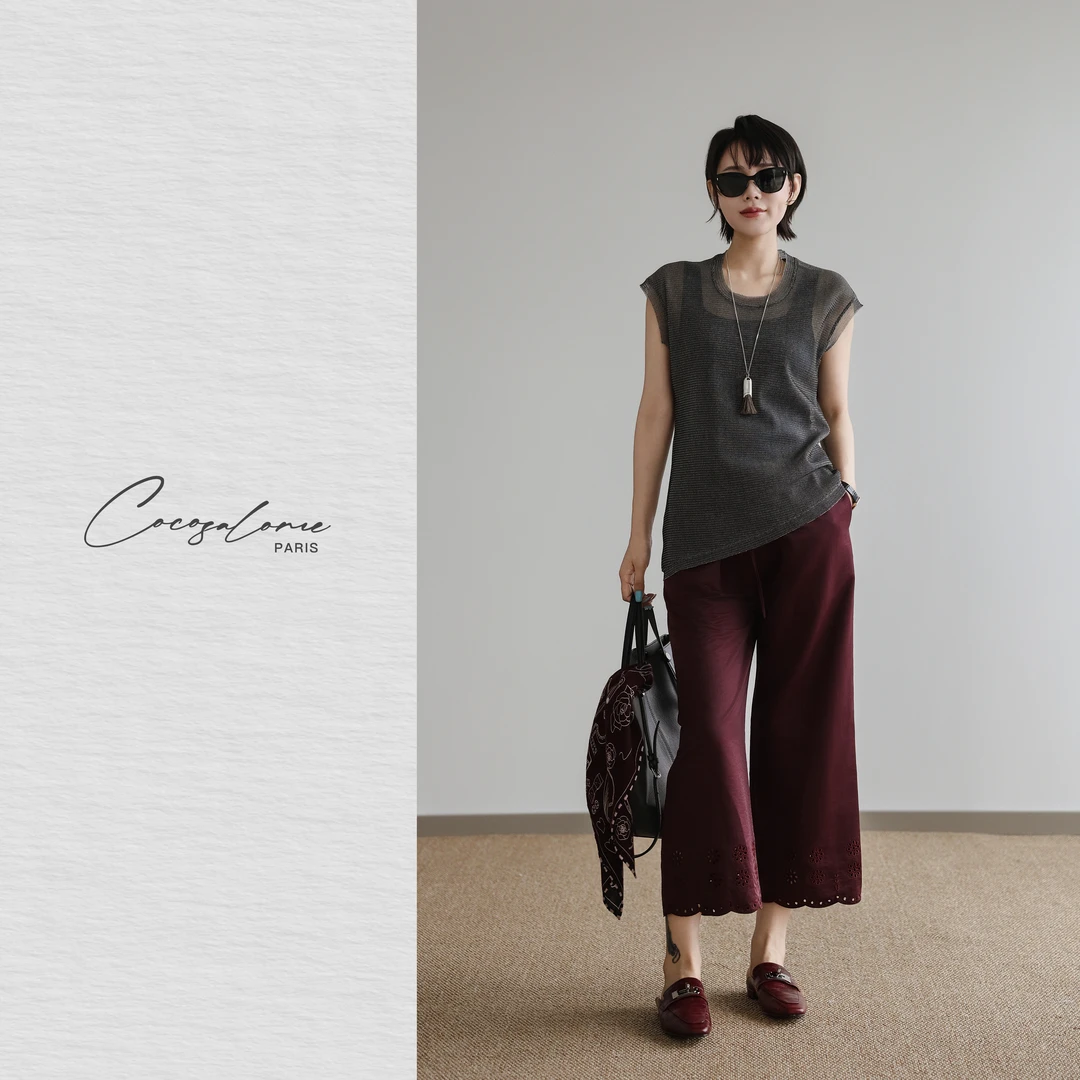 韩彬彬"网纱T"夏日超轻薄凉感镂空透气国风吊带斜下摆背心258A-3