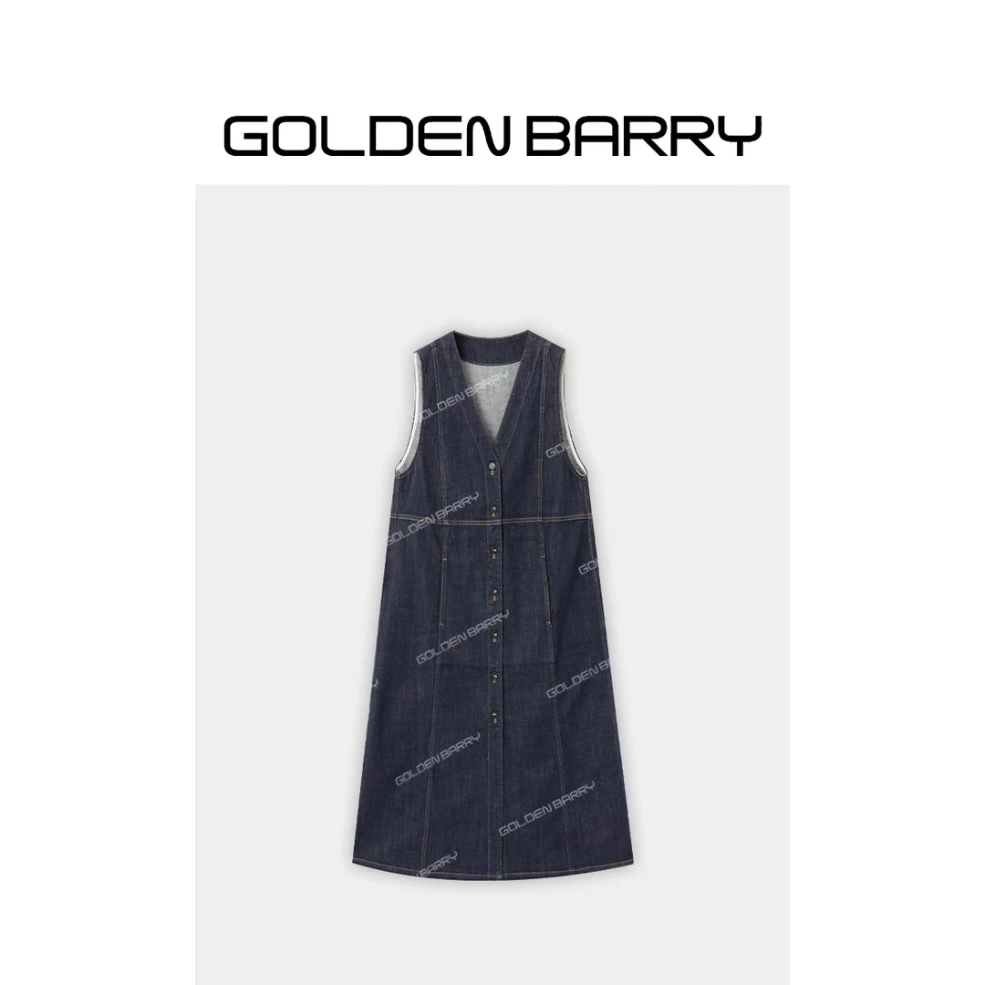 GOLDENBARRY|315091|V领显瘦牛仔背心裙