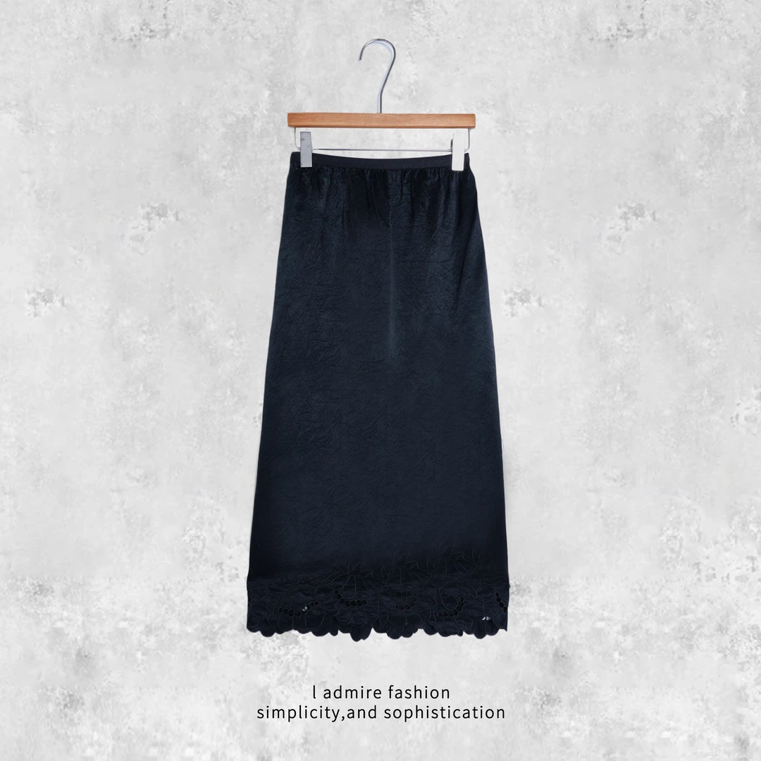 温温【夜宴】醋酸花边半身裙夏季长裙百搭气质度假风长款半裙7857