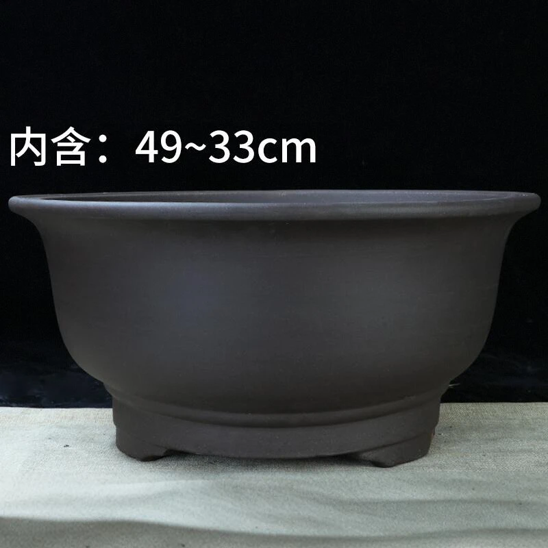 宜兴紫砂大口径种树盆老桩绿植透气圆形清仓特大号专用陶瓷盆