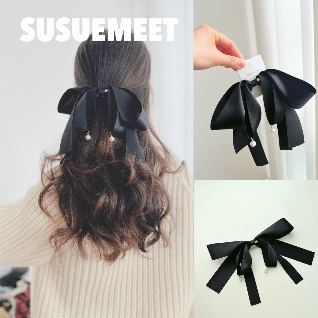 晨露蝴蝶结轻奢弹簧夹 甜美蝴蝶结缎面超仙气质发饰发夹发卡头饰