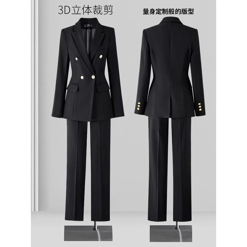 黑色西装正装女职业套装大学生面试高级感西服外套黑色西装外套