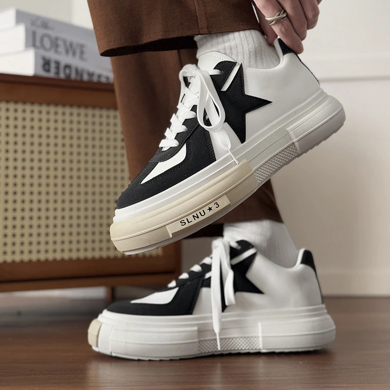 男士低帮纯色休闲厚底透气百搭潮流vibe风运动板鞋时尚感足适合日