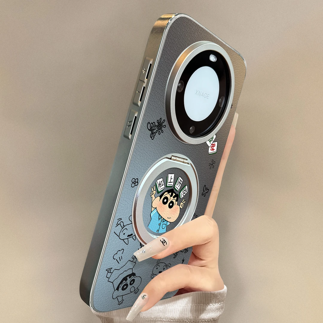 麻将小新适用华为mate70pro新款旋转支架手机壳小羊皮m60防摔p80