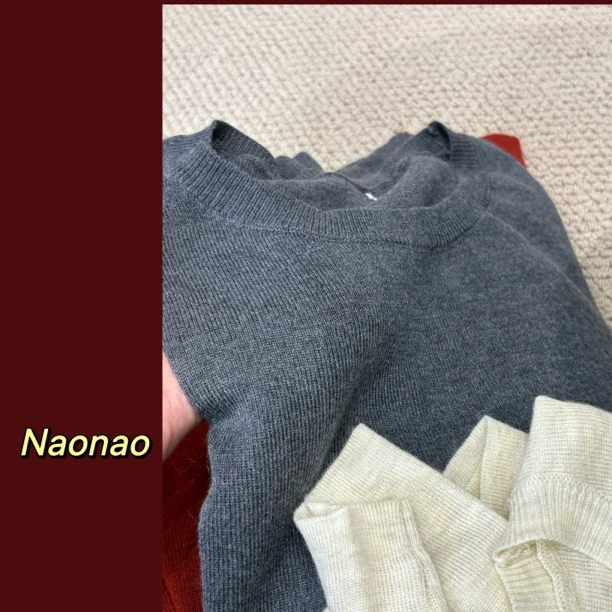 Naonao~圆领百搭针织打底