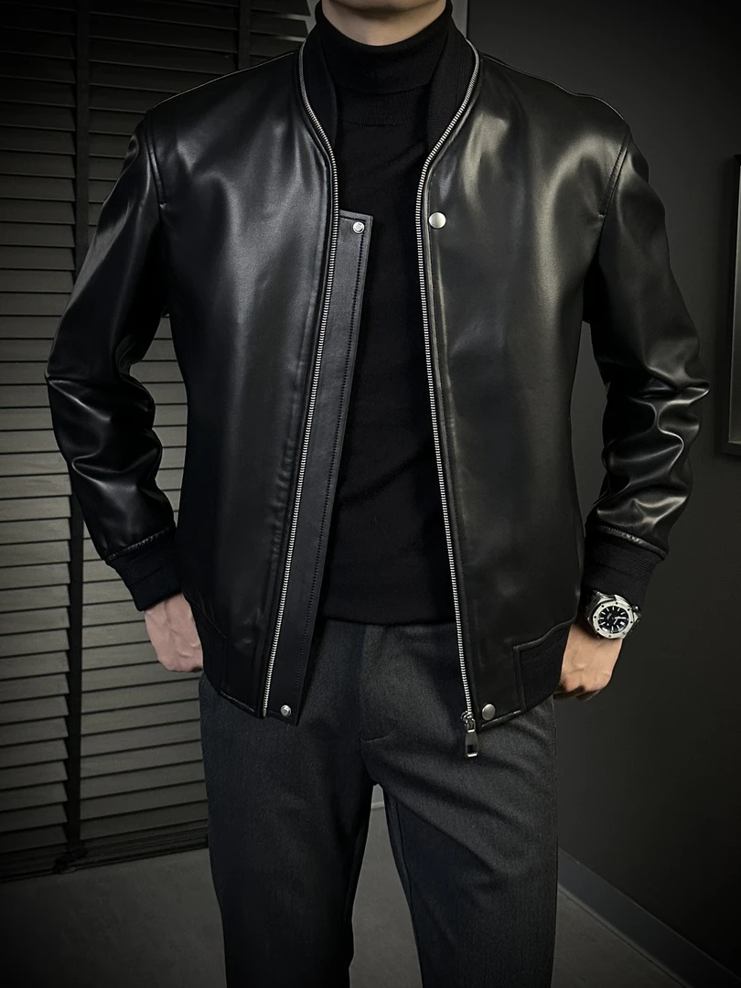 KING&GUCH【100%绵羊皮】秋季2025新款男士棒球领商务休闲夹克2510