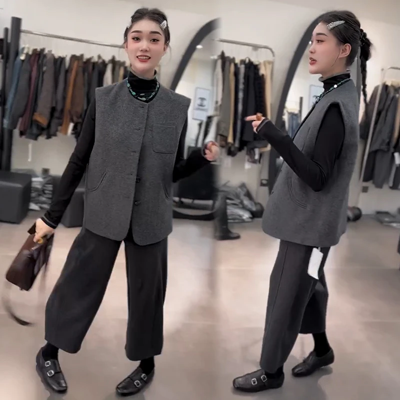 2025秋季新款时尚显瘦气质网红高档套装女高级百搭宽松大码三件套